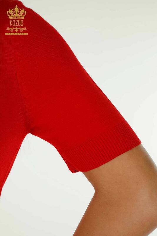 Женский вязаный свитер оптом, американская модель красного цвета - 30335 | КАZEE