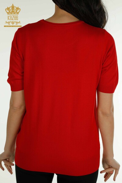 Женский вязаный свитер оптом, американская модель красного цвета - 30649 | КАZEE - 6