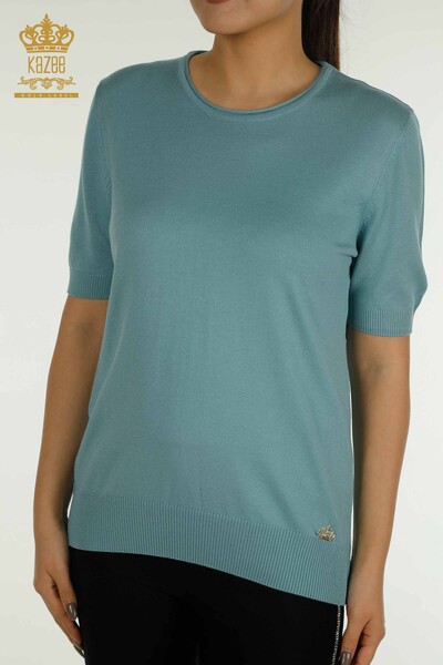 Женский вязаный свитер оптом Американская модель Мятный - 15943 | КАZEE - Thumbnail