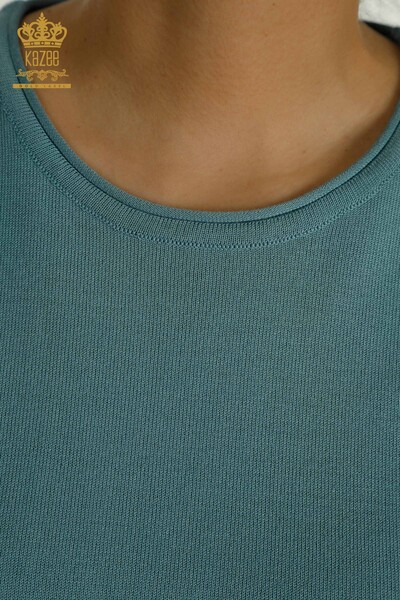 Женский вязаный свитер оптом Американская модель Мятный - 15943 | КАZEE - Thumbnail