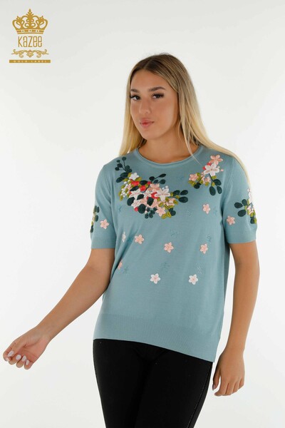 Женский вязаный свитер оптом, американская модель Мятный - 16761 | КАZEE - Thumbnail