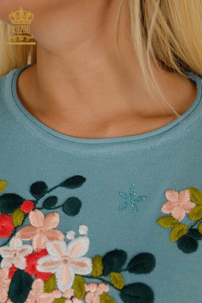 Женский вязаный свитер оптом, американская модель Мятный - 16761 | КАZEE - Thumbnail