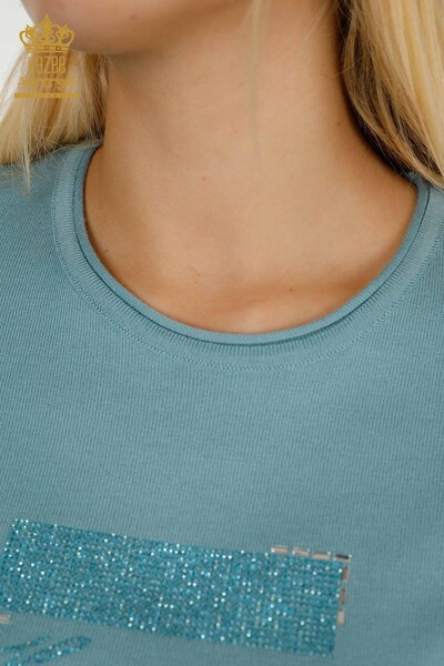 Женский вязаный свитер оптом, американская модель Мятный - 30326 | КАZEE - Thumbnail