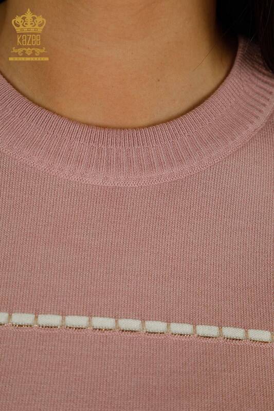 Женский вязаный свитер оптом, американская модель Пудра - 30355 | Кazee