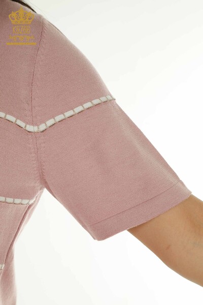 Женский вязаный свитер оптом, американская модель Пудра - 30355 | Кazee - Thumbnail