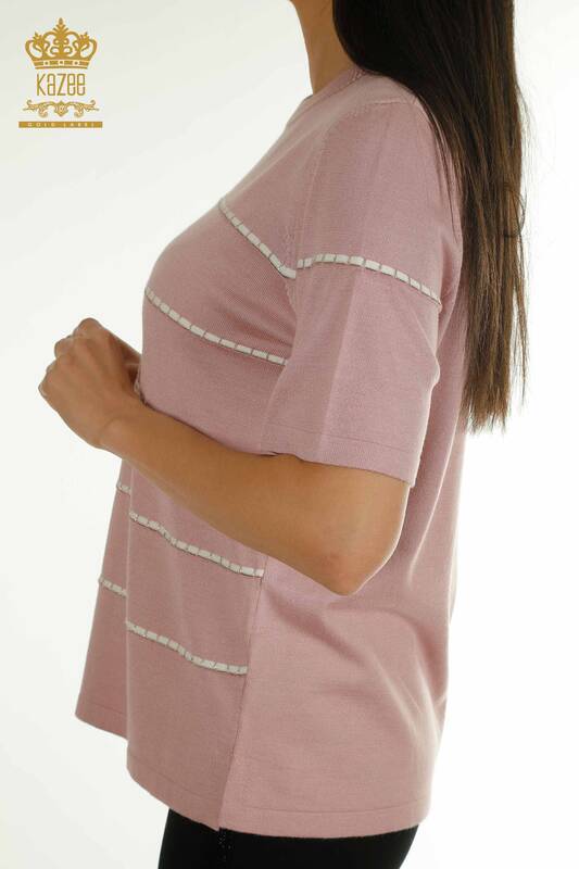 Женский вязаный свитер оптом, американская модель Пудра - 30355 | Кazee
