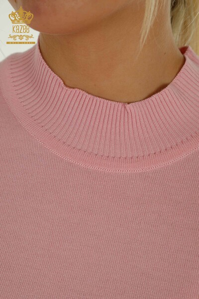 Женский вязаный свитер оптом Американская модель Розовый - 14541 | КАZEE - Thumbnail