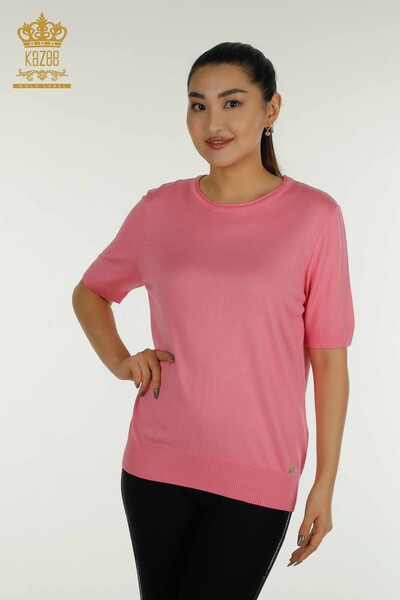 Женский трикотажный свитер оптом Американская модель Розовый - 15943 | КАZEE - Thumbnail