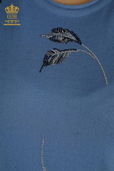 Женский вязаный свитер оптом, американская модель синего цвета - 30649 | КАZEE - Thumbnail