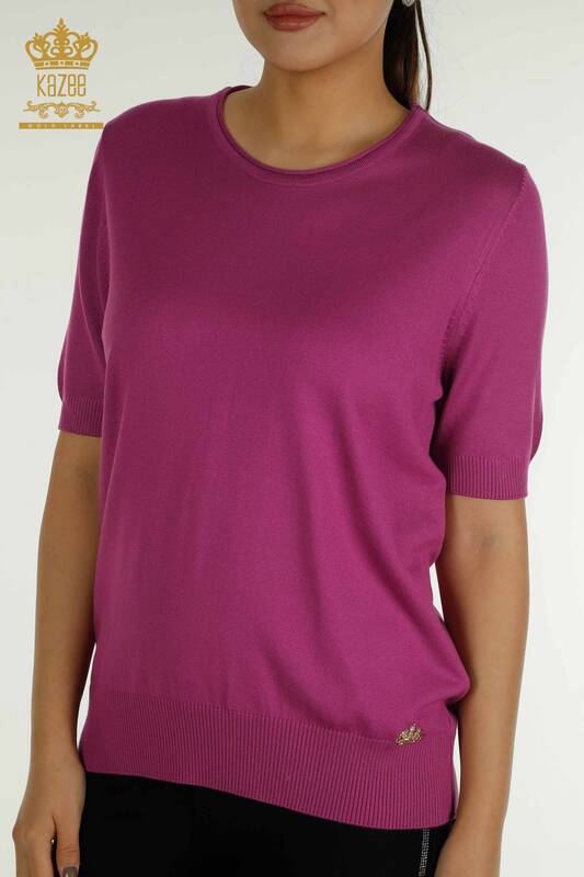 Женский вязаный свитер оптом Американская модель Сиреневый - 15943 | КАZEE