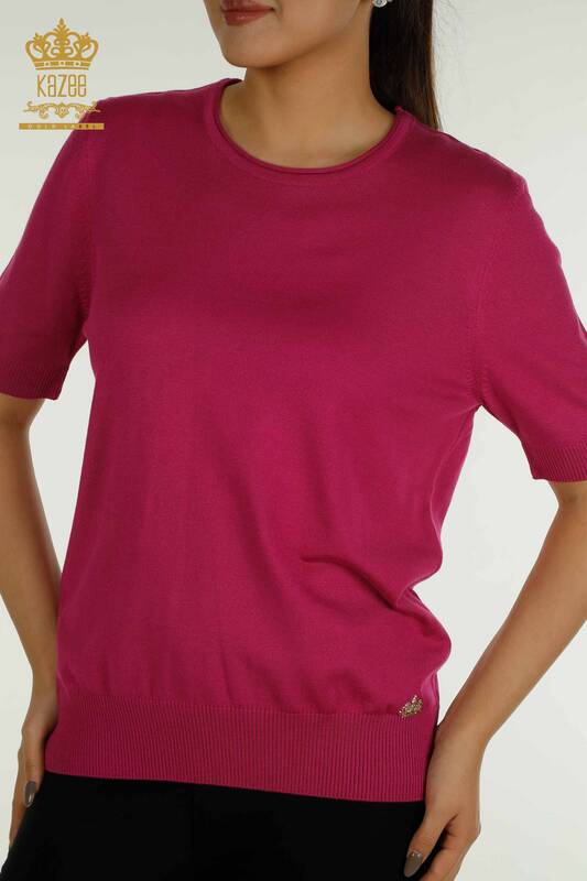 Женский вязаный свитер оптом Американская модель Темная фуксия - 15943 | КАZEE