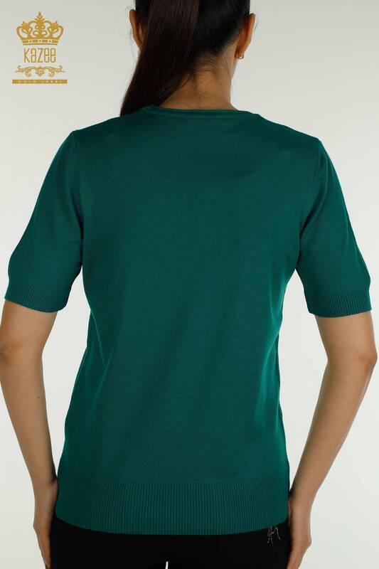 Женский вязаный свитер оптом, американская модель зеленого цвета - 15943 | КАZEE
