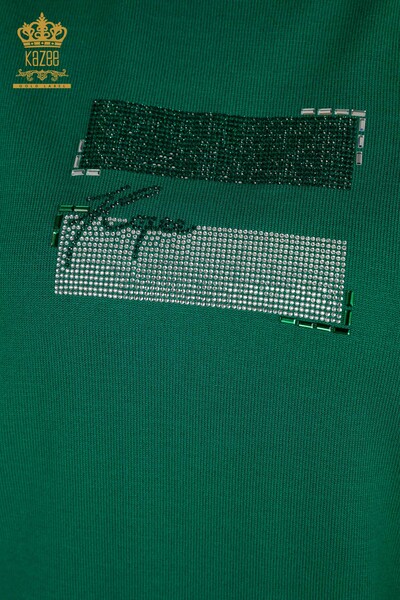 Женский вязаный свитер оптом, американская модель зеленого цвета - 30326 | КАZEE - Thumbnail (2)
