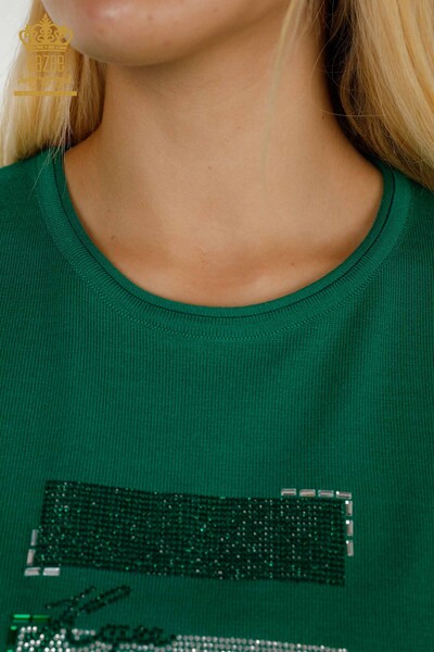Женский вязаный свитер оптом, американская модель зеленого цвета - 30326 | КАZEE - Thumbnail