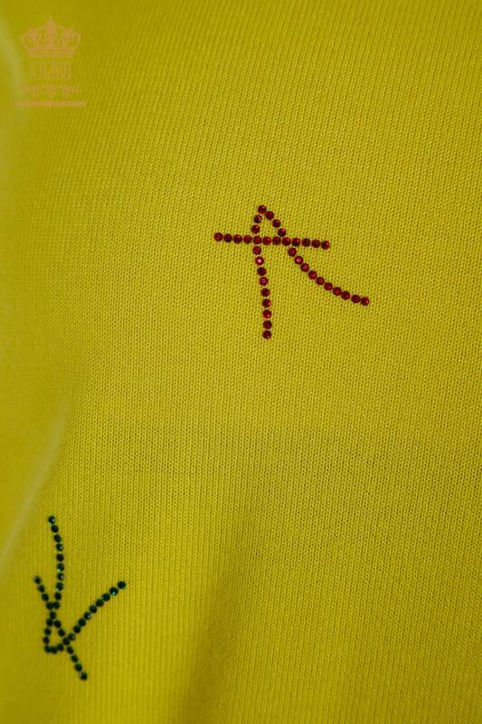 Женский вязаный свитер оптом, американская модель желтого цвета - 30335 | КАZEE