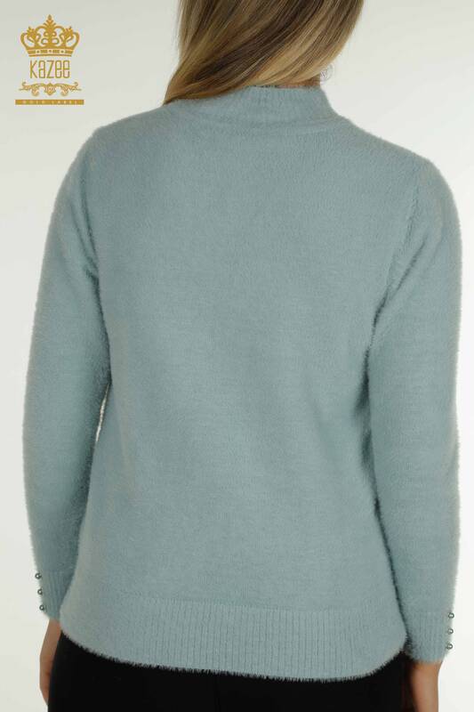 Женский свитер из ангоры с пуговицами оптом, мятный - 30667 | КАZEE