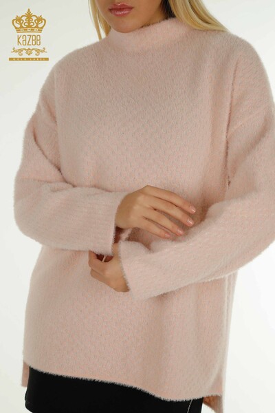 Женский вязаный свитер оптом из ангоры, розовый - 30446 | КАZEE - Thumbnail