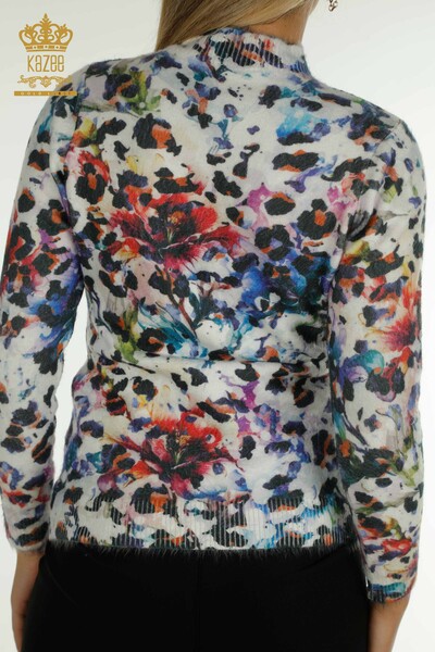 Женский вязаный свитер из ангоры с длинным рукавом оптом, цифровой - 40045 | КАZEE - Thumbnail