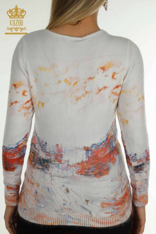 Женский вязаный свитер оптом из ангоры с цифровой печатью и цифровой печатью - 40036 | КАZEE