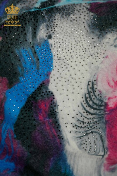 Женский вязаный свитер оптом из ангоры с цифровой печатью - 40039 | КАZEE - Thumbnail