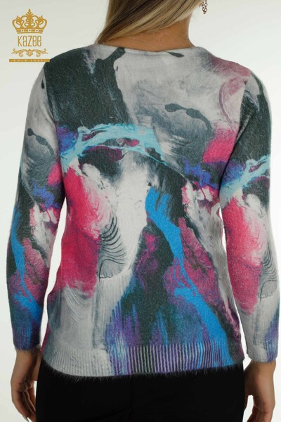 Женский вязаный свитер оптом из ангоры с цифровой печатью - 40039 | КАZEE - Thumbnail