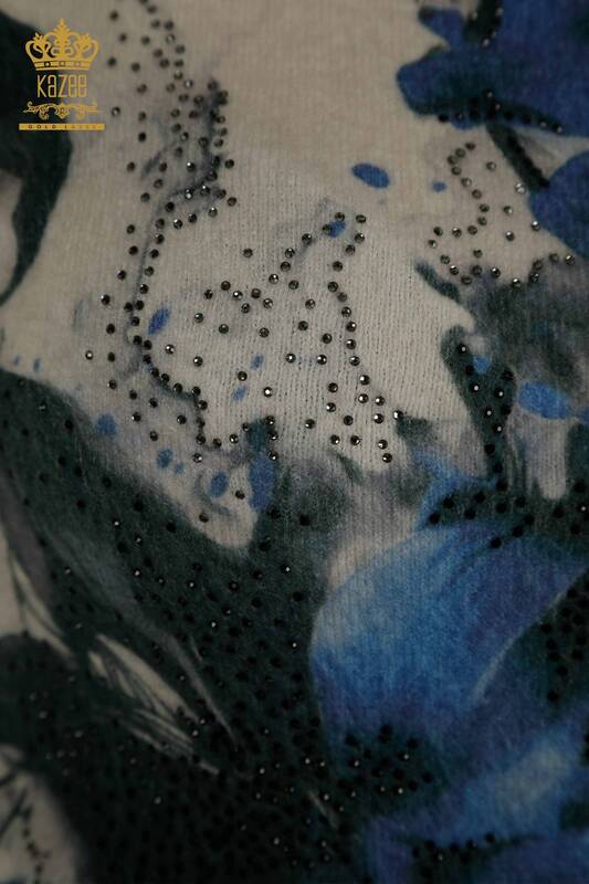 Женский вязаный свитер оптом из ангоры с цветочным узором в цифровом формате - 40037 | КАZEE