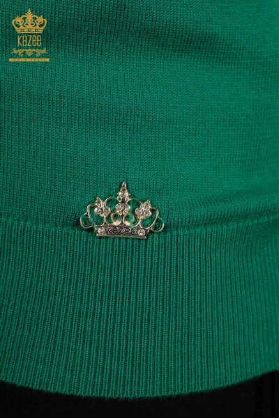 Оптовая продажа женского трикотажного свитера с пуговицами зеленого цвета - 30139 | КAZEE - Thumbnail