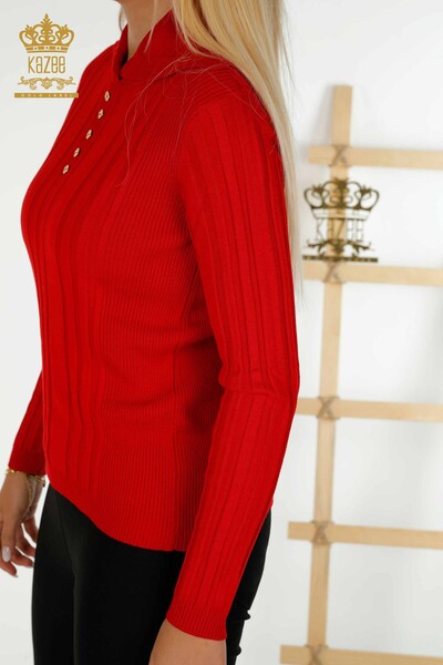 Пуговицы для женского трикотажного свитера красного цвета оптом - 30134 | КАZEE - Thumbnail