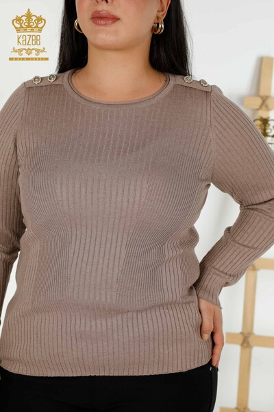 Женский свитер с пуговицами из норки оптом - 30045 | КАZEE - Thumbnail
