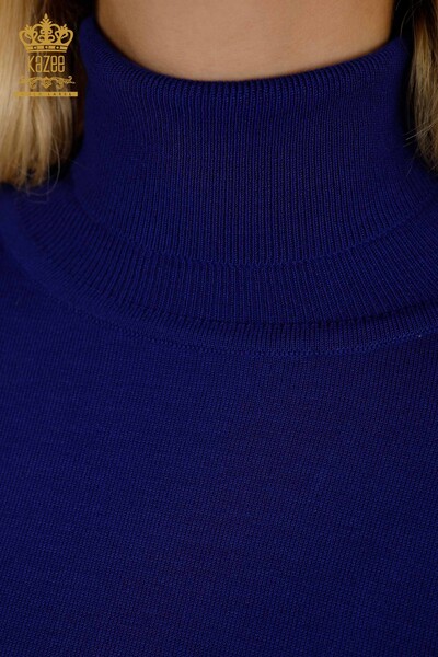 Женский вязаный свитер оптом с пуговицами на манжетах, электрический цвет - 30506 | КАZEE - Thumbnail (2)