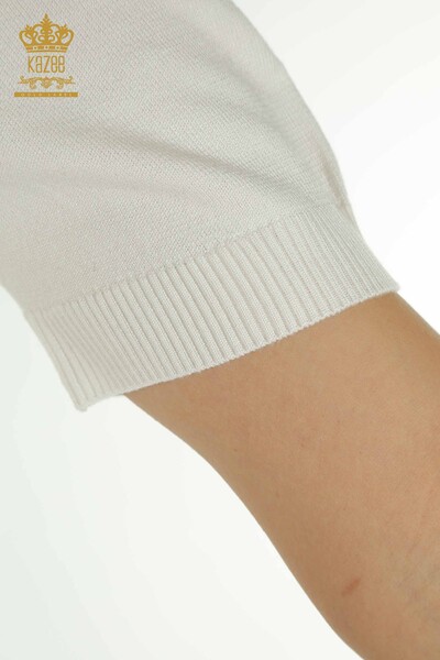 Женский трикотажный свитер оптом со стрекозой цвета экрю - 30650 | КАZEE - 8