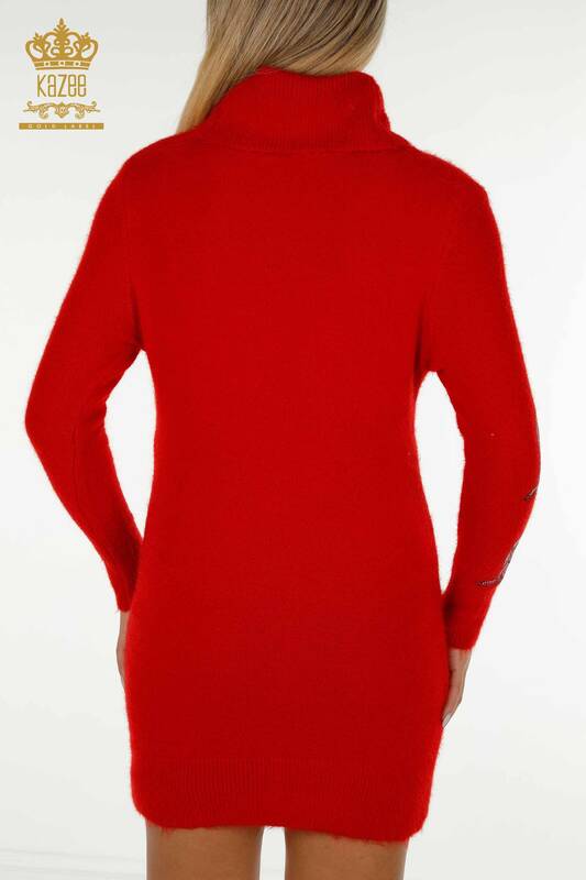 Женская туника из ангоры с вышивкой красным камнем оптом - 18887 | КАZEE