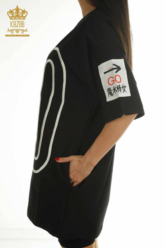 Женская туника с карманами оптом, черная - 2402-231019 | S&M