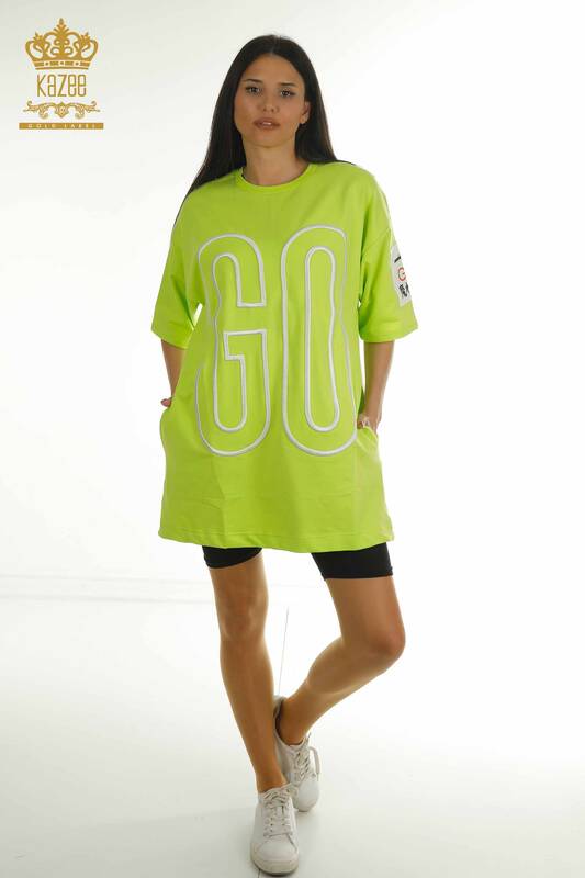 Женская туника с карманами оптом, фисташково-зеленый - 2402-231019 | S&M