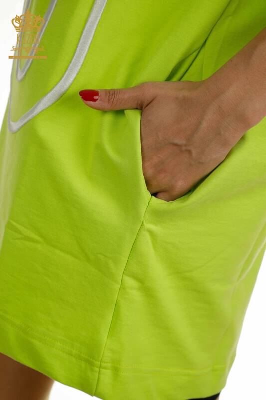 Женская туника с карманами оптом, фисташково-зеленый - 2402-231019 | S&M