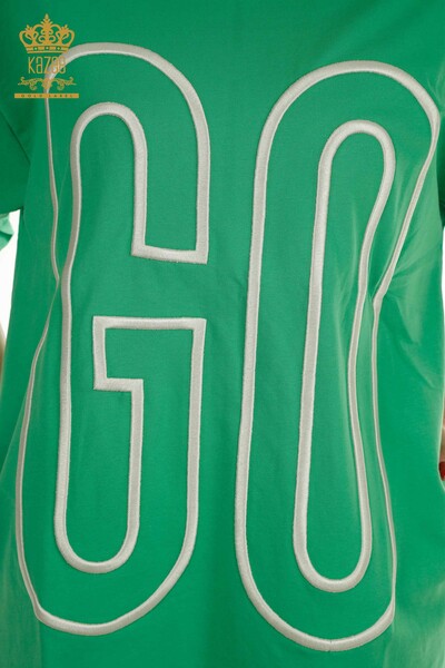 Женская туника с карманами оптом, зеленая - 2402-231019 | S&M - Thumbnail (2)
