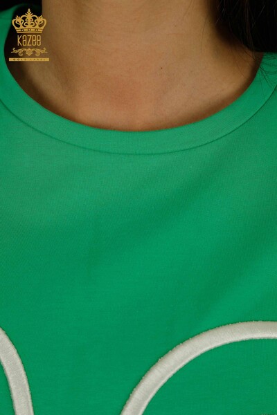 Женская туника с карманами оптом, зеленая - 2402-231019 | S&M - Thumbnail