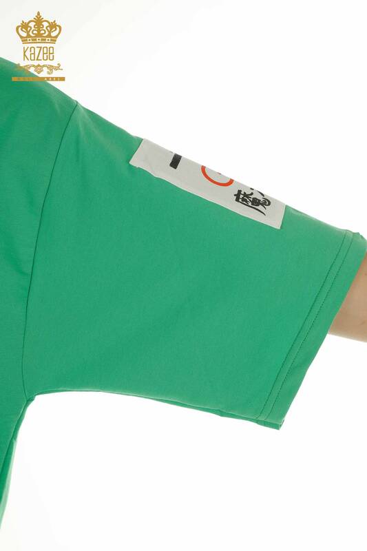 Женская туника с карманами оптом, зеленая - 2402-231019 | S&M
