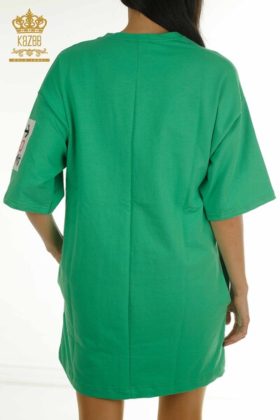 Женская туника с карманами оптом, зеленая - 2402-231019 | S&M - Thumbnail