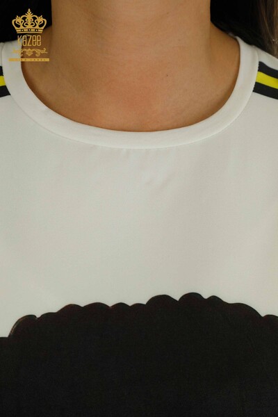 Женская туника с коротким рукавом оптом, желтая - 2402-231021 | S&M - Thumbnail