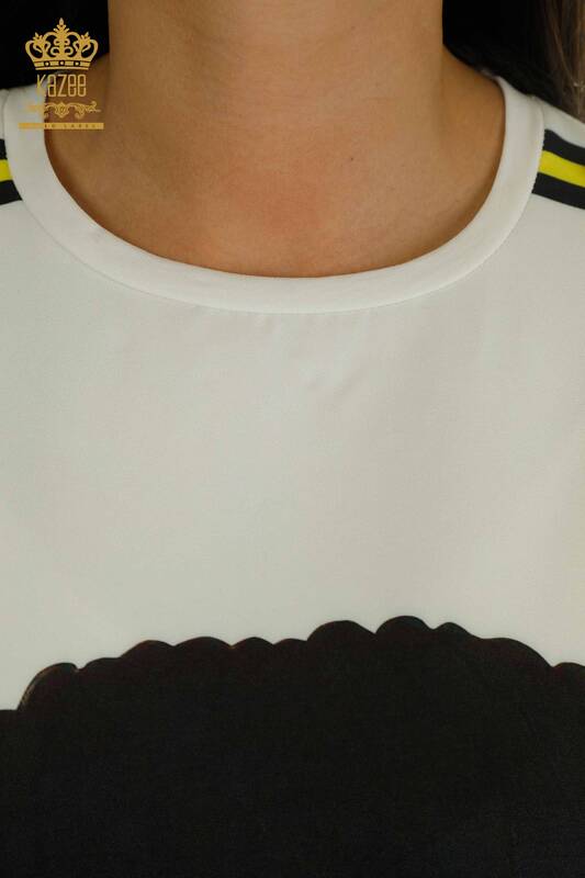 Женская туника с коротким рукавом оптом, желтая - 2402-231021 | S&M