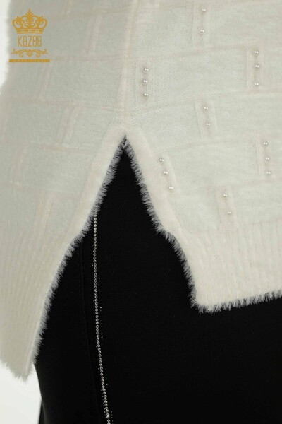 Женский жилет без рукавов с отделкой бисером, экрю оптом - 30739 | КAZEE - Thumbnail