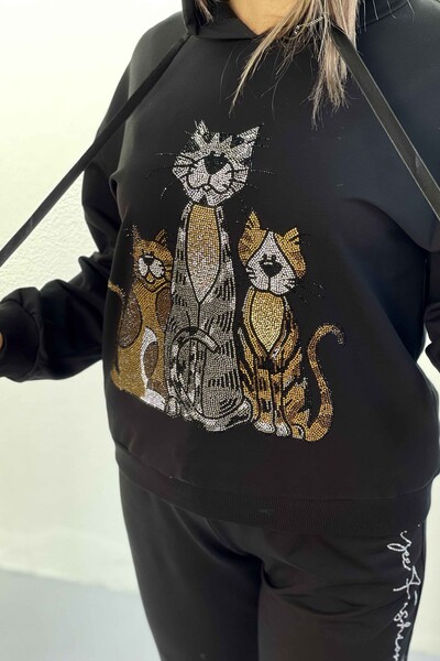 Женский спортивный костюм оптом с кошкой и капюшоном - 17257 | КАZЕЕ - Thumbnail