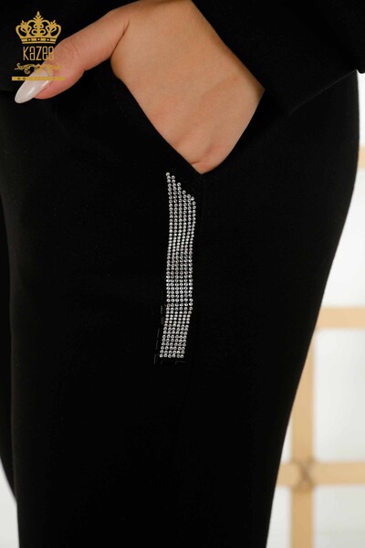 Женский спортивный костюм оптом с капюшоном черный - 17591 | КАZEE - Thumbnail