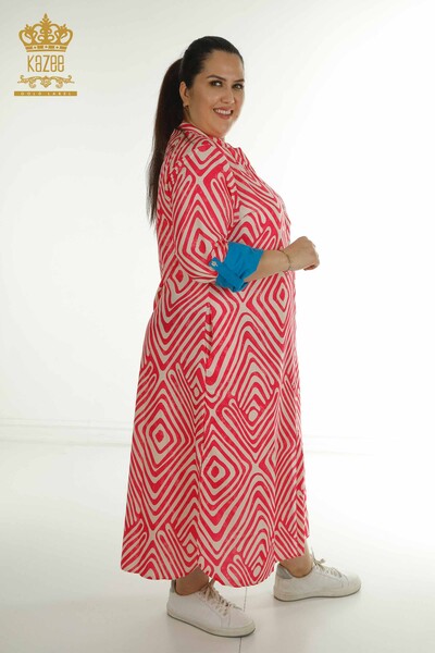 Красное женское платье с карманами оптом - 2402-211647 | S&M - Thumbnail