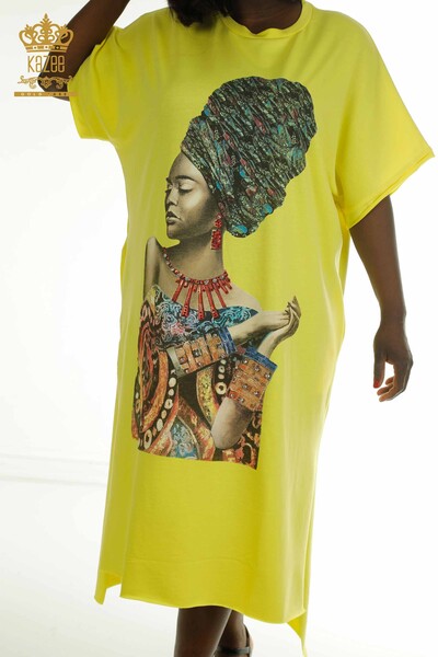 S&M - Желтое женское платье с карманами оптом - 2402-231039 | S&M