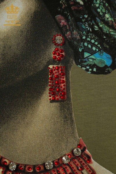 Женское платье оптом с карманами цвета хаки - 2402-231039 | S&M - Thumbnail (2)