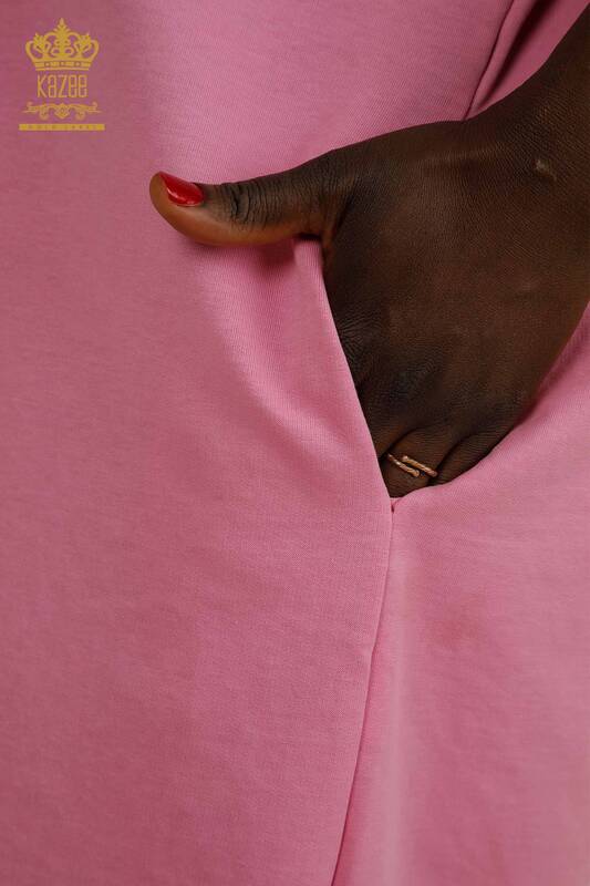Женское платье с разрезом розового цвета оптом - 2402-212229 | S&M