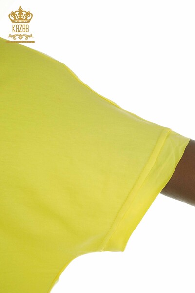 Женское платье с разрезом оптом, желтое - 2402-212229 | S&M - Thumbnail