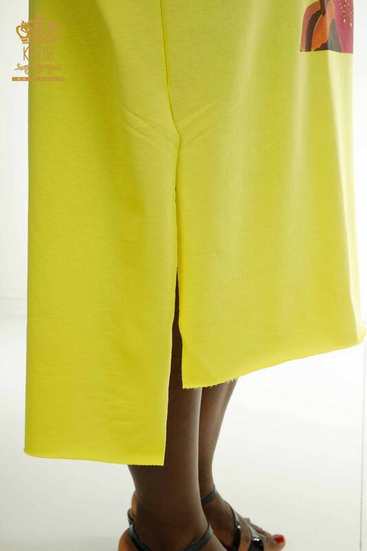 Женское платье с разрезом оптом, желтое - 2402-212229 | S&M